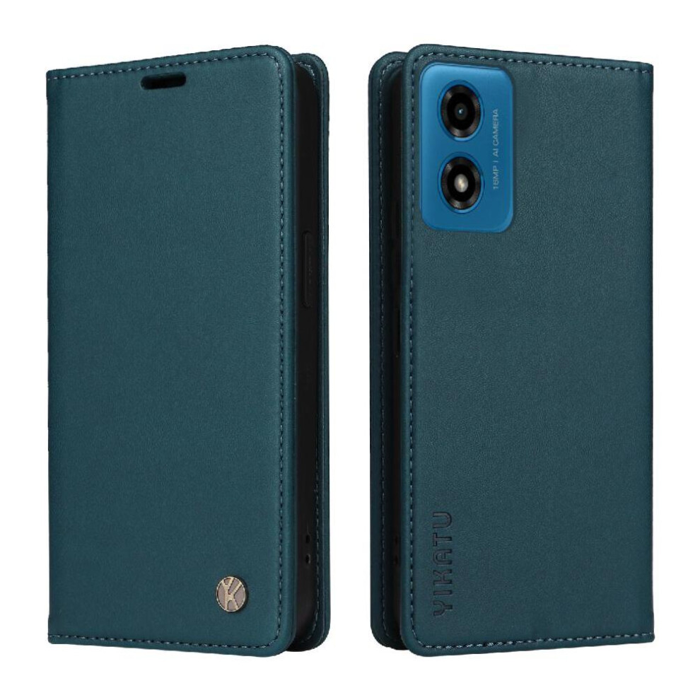 (Blue) Flip Case For Motorola Moto G04/G24 And Stand Functionality Strong Magnetic Attraction Faux Leather And Full Matte Tpu With Card Slots Blue 764563675791
