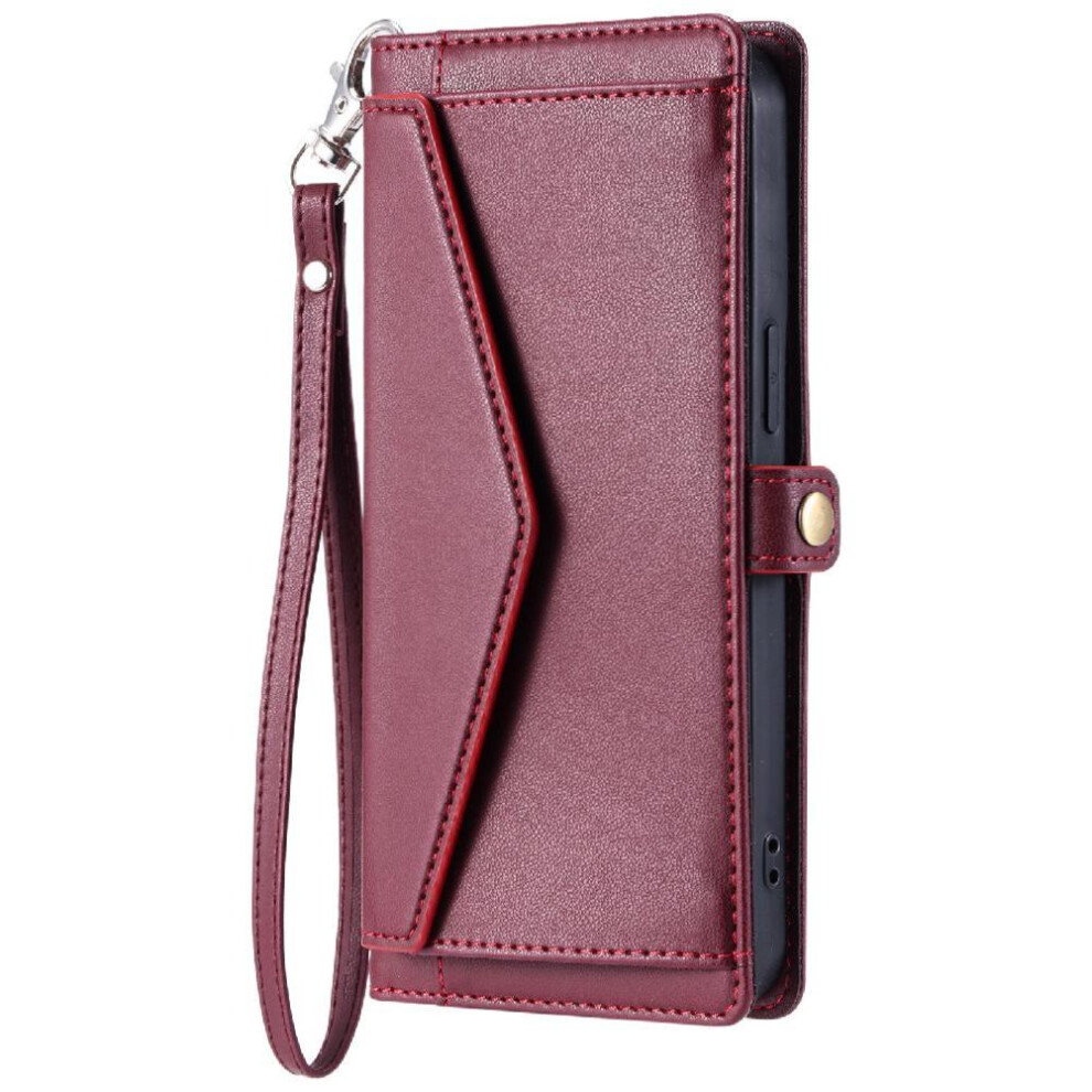 (Red) Wallet Crossbody Case For Samsung Galaxy A71 4G Zipper Bills Slot Card Holder Rfid Blocking Red 764563675913