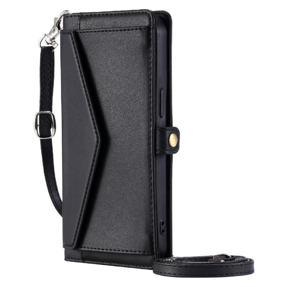 (Black) Wallet Crossbody Case For Samsung Galaxy A71 4G Zipper Bills Slot Card Holder Rfid Blocking Black 764563675937