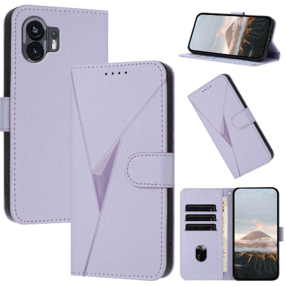 ( Violet) Flip Case For Nothing Phone 2 With Kickstand Function Flip Protective Mobile Phone Anti-Fall Premium Pu Leather With Card Slots Light 764563676170