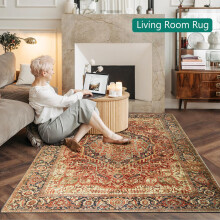 (Living Room/Dining Rug (5ft 3in x 7ft 6in)) Majestic Red Traditional Rug - Soft & Anti-Slip