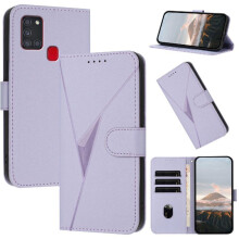 (Light Violet) Flip Case for Samsung Galaxy A21s Premium Pu Leather Flip Protective Mobile Phone Anti-fall with Kickstand Function with Card Slots