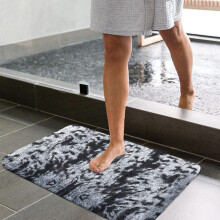 (TYE DYE GREY, 50 x 80 cm (1 ft 6 in x 2 ft 6 in)) Large Non Slip Rugs Soft Shaggy Fluffy Runner Rug & Bath Door Mats