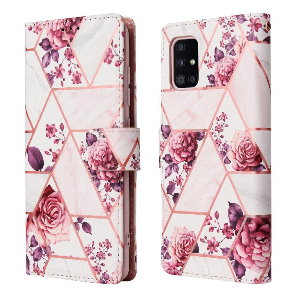 (Rose ) Wallet Case For Samsung Galaxy A71 4G Magnetic Closure Kickstand Pu Leather Wallet Case Wrist Strap Red 764563677351