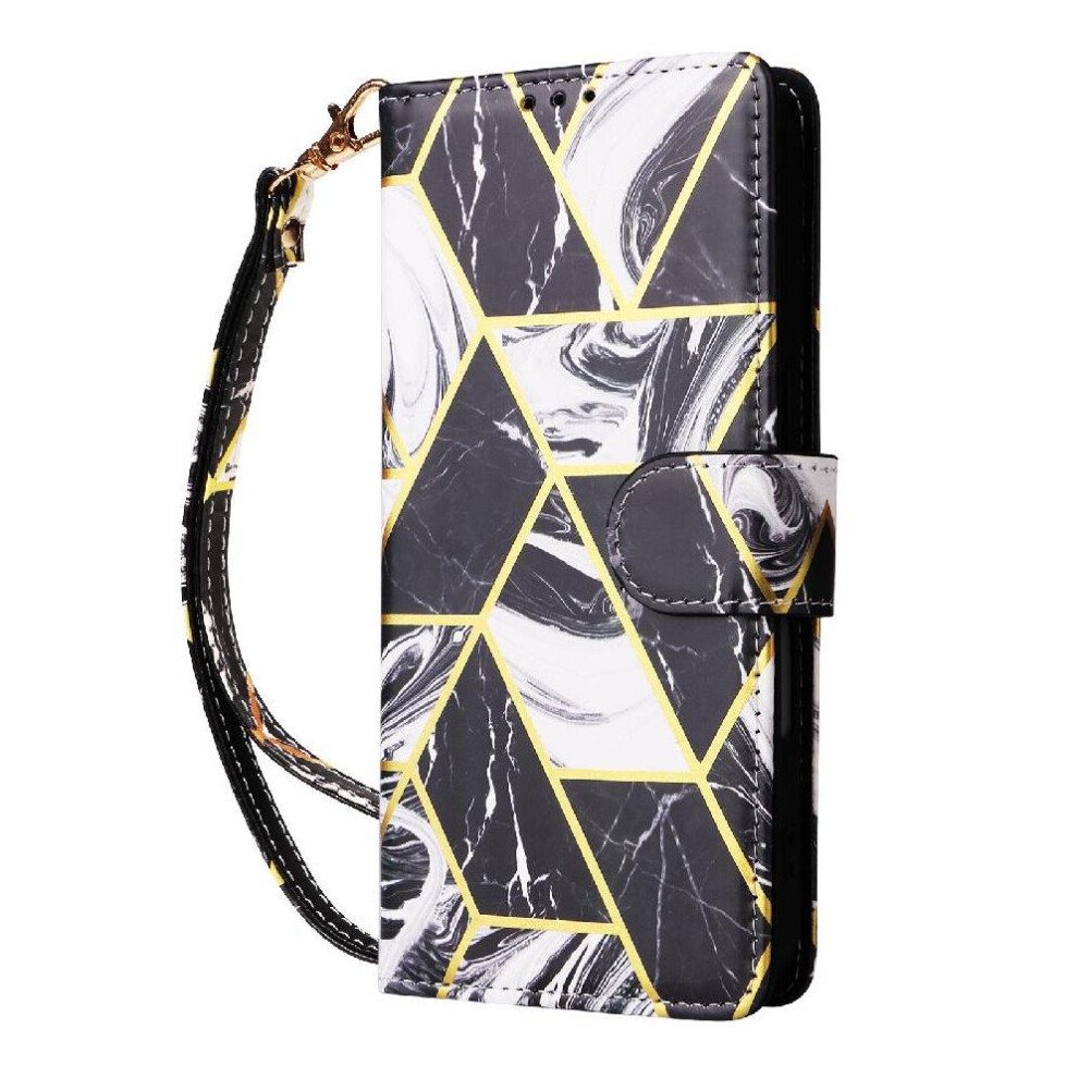 (Black) Wallet Case For Samsung Galaxy A71 4G Magnetic Closure Kickstand Pu Leather Wallet Case Wrist Strap Black 764563677337