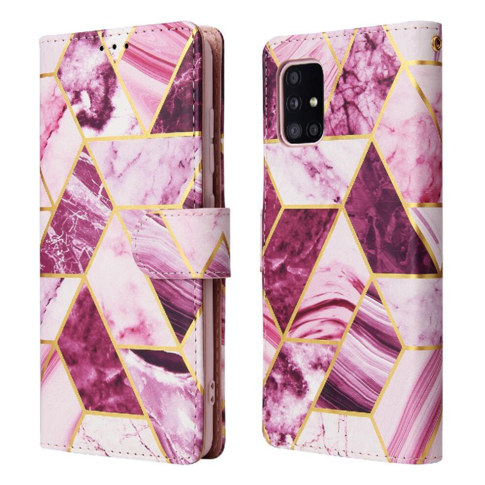(Purple) Wallet Case For Samsung Galaxy A71 4G Magnetic Closure Kickstand Pu Leather Wallet Case Wrist Strap Purple 764563677368