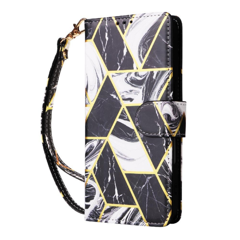 (Black) Wallet Case For Samsung Galaxy A21s Wallet Case Magnetic Closure Wrist Strap Kickstand Pu Leather Black 764563677375