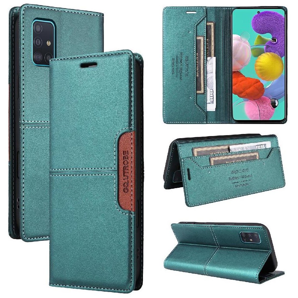 (Green) Flip Case For Samsung Galaxy A71 4G Rfid Blocking Flip Cover Wallet Shockproof Green 764563677412