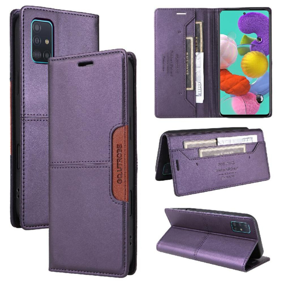 (Purple) Flip Case For Samsung Galaxy A71 4G Rfid Blocking Flip Cover Wallet Shockproof Purple 764563677450