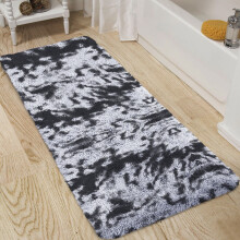 (TYE DYE GREY, 60cm x 220cm (2ft x 7ft 7")) Large Non Slip Rugs Soft Shaggy Fluffy Runner Rug & Bath Door Mats
