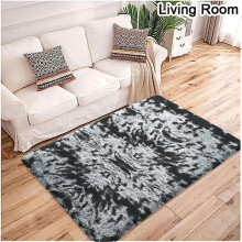 (TYE DYE GREY, 120cm x 170cm (4ft x 5ft 8")) Large Non Slip Rugs Soft Shaggy Fluffy Runner Rug & Bath Door Mats