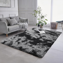 (TYE DYE GREY, 200cm x 290cm (6ft 8" x 9ft 7")) Large Non Slip Rugs Soft Shaggy Fluffy Runner Rug & Bath Door Mats