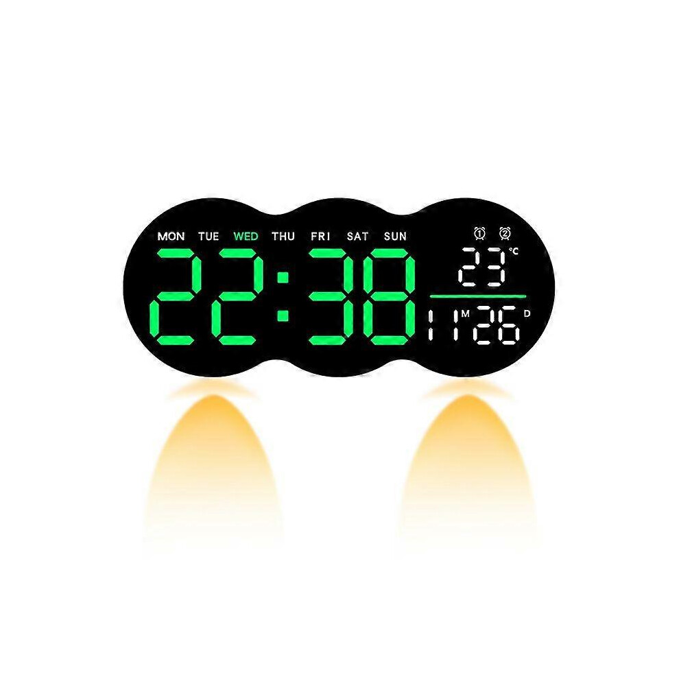 (As show, One size) Digital bedroom alarm clock, LED display, 12/24 hours, week, date...