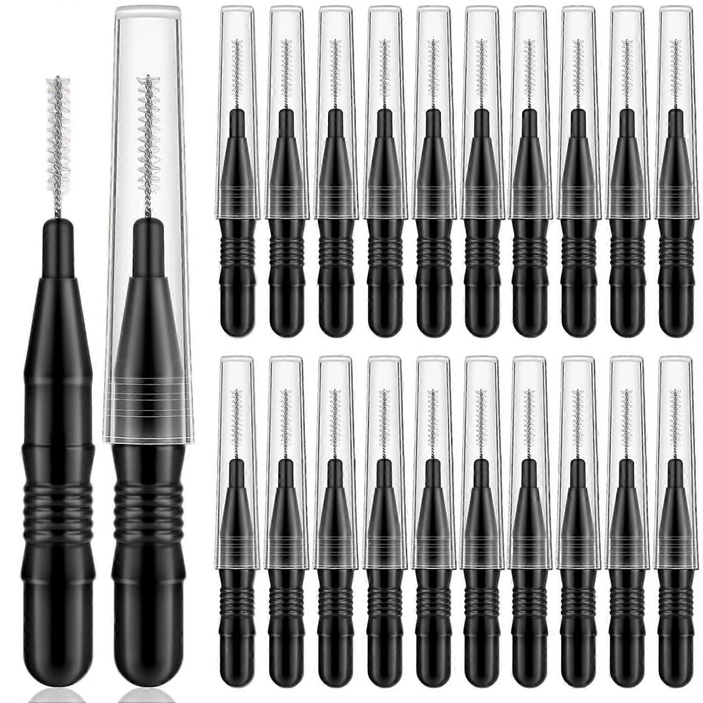 (As show, One size) 20 Pcs Micro Eyebrow Brush, Eyebrow Spoolie Brush Spoolies, Black