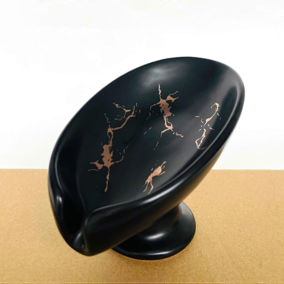 (As show, One size) Soap Dish, Ceramic Soap Box, Bathroom Soap Dish, Soap Dish with Drain, Easy Cleaning Quick Drying without Drilling, for Bathroom, Set of 1 Black