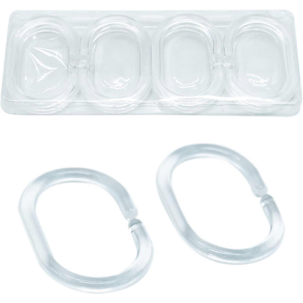 (As show, One size) 12pcs Plastic Shower Curtain Rings C Shape Curtain Hooks for Door Curtain, Window Curtain (Transparent)