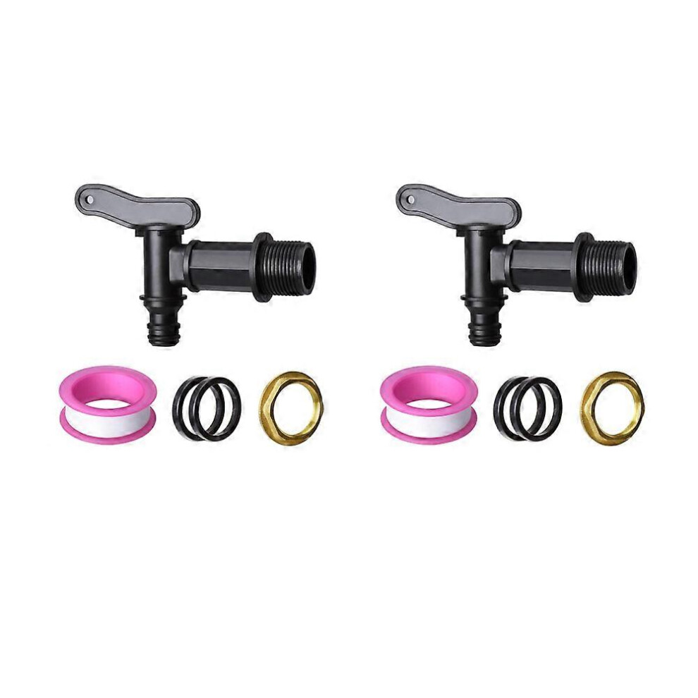 (As Show, One Size) 3/4" Water Butt Tap Plastic Snap-Fit Hosepipe Rain Barrel Water Butts Bsp Thread Replacement Water Tap With Brass Nut Black