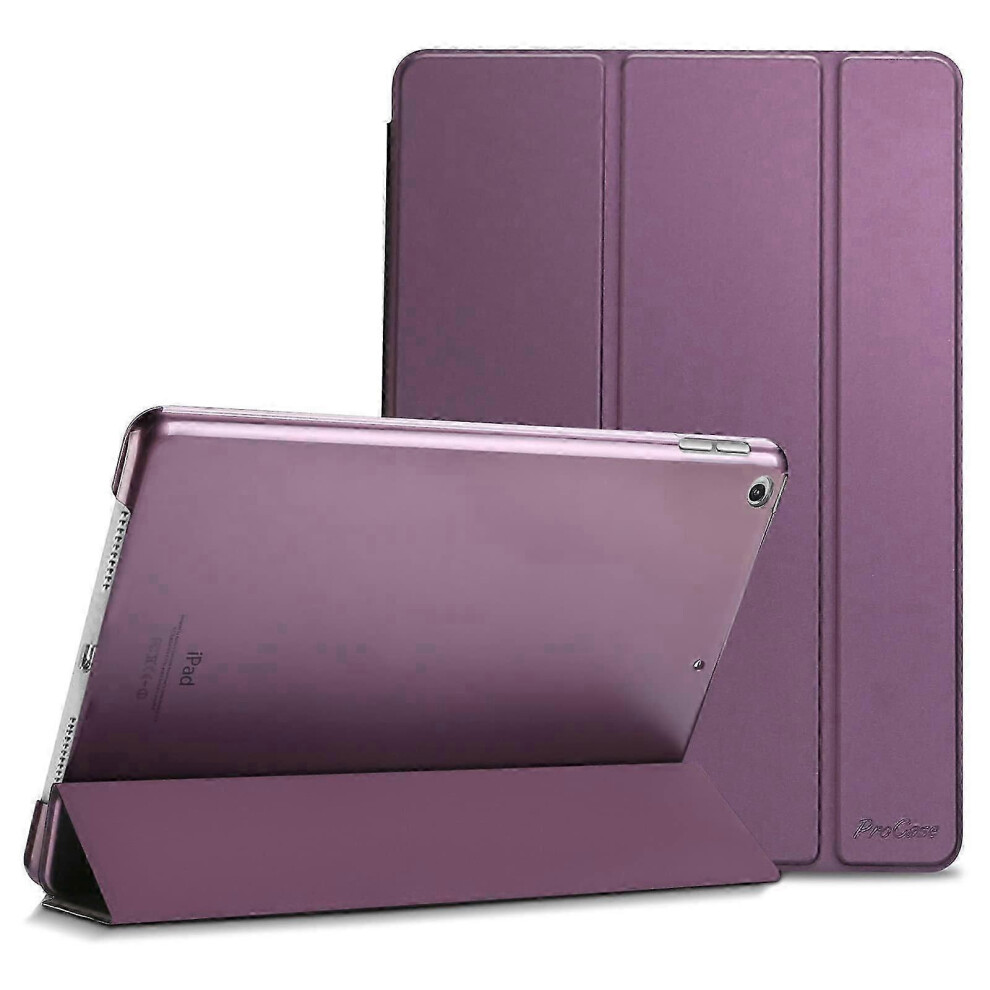 (As Show, One Size) Ipad 10.2 9Th Generation Plate Case - Three-Fold Side Sticker Translucent Frosted Pc Back Cover (Purple) Purple 4632480837850
