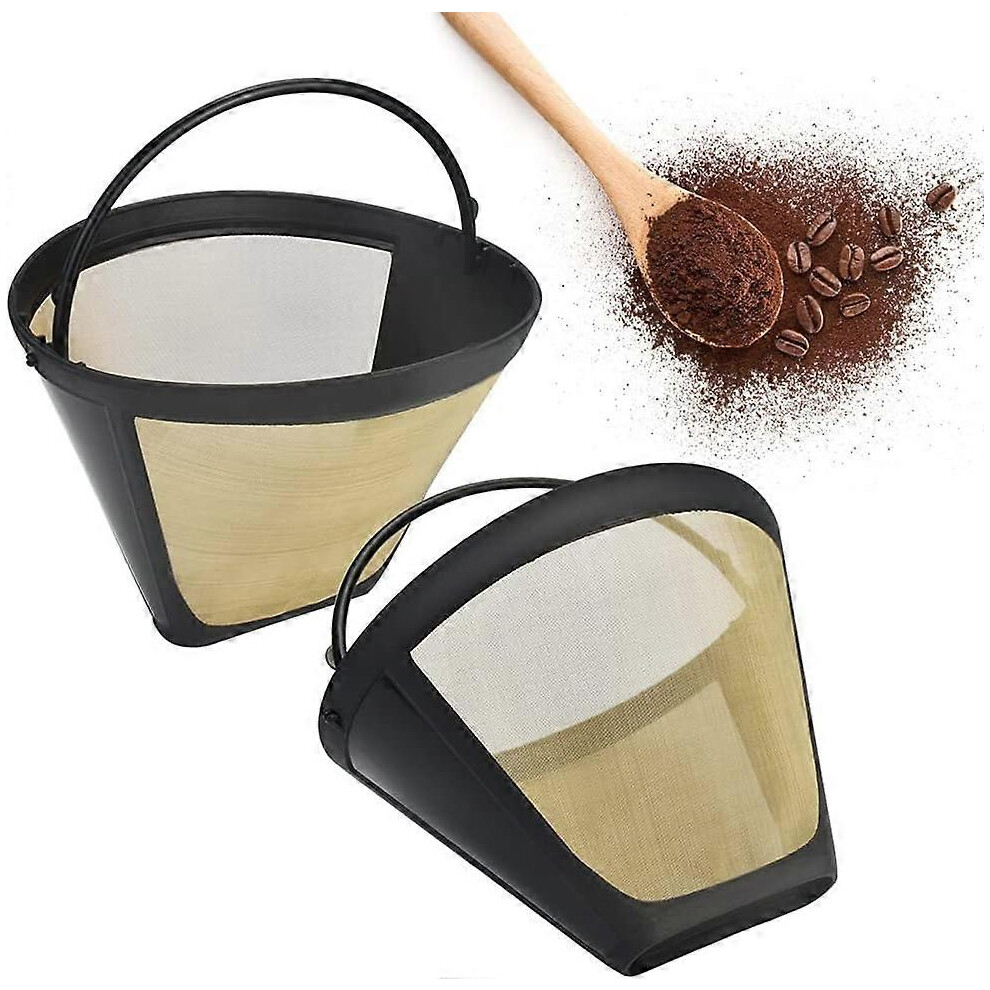 (As Show, One Size) 2 Pcs Coffee Filter Universal Permanent Coffee Filters Reusable Coffee Mesh Basket Cup Coffee Dripper Pour Over Coffee Filter Gold