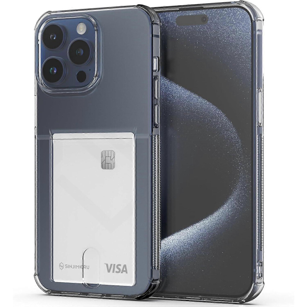 (As show, One size) Transparent shatterproof phone case with card slots, ultra-thin wallet case for iPhone 15 pro max, can be used as credit card ID card holder