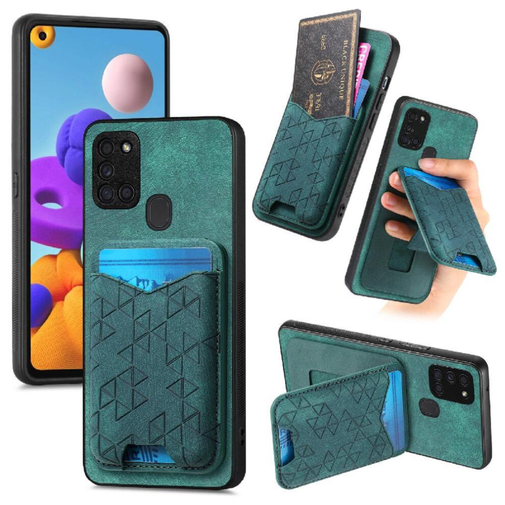 (Green) Case For Samsung Galaxy A21s Stand Retro Stable Grip Card Slot Green 764563679461