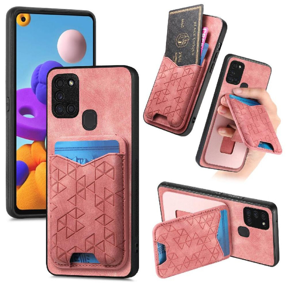 (Pink) Case For Samsung Galaxy A21s Stand Retro Stable Grip Card Slot Pink 764563679447