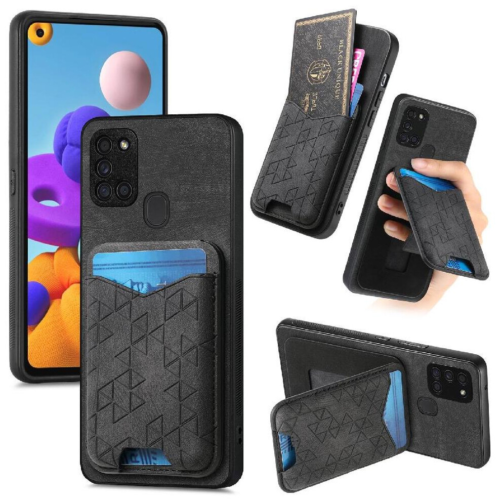 (Black) Case For Samsung Galaxy A21s Stand Retro Stable Grip Card Slot Black 764563679478