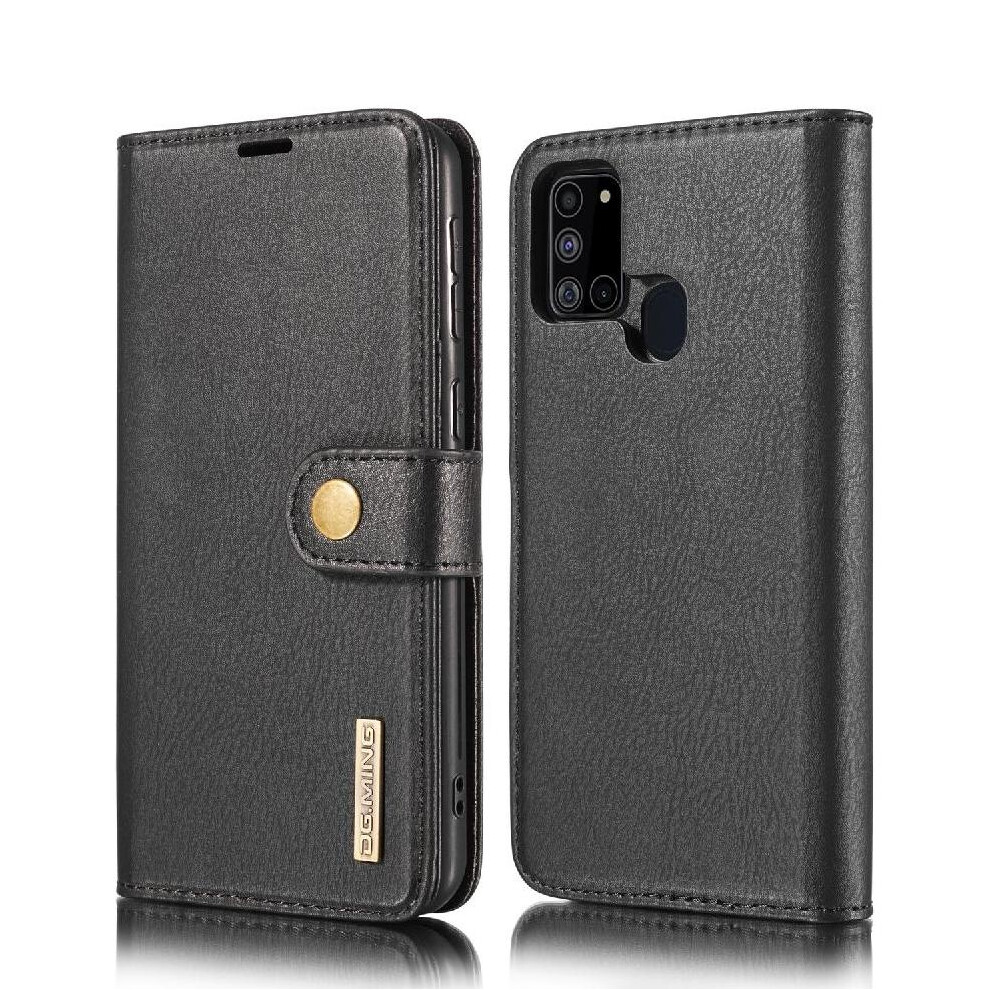 (Black) Wallet Case For Samsung Galaxy A21s Pu Leather Flip Kickstand Protective Card Slots Magnetic Black 764563679577