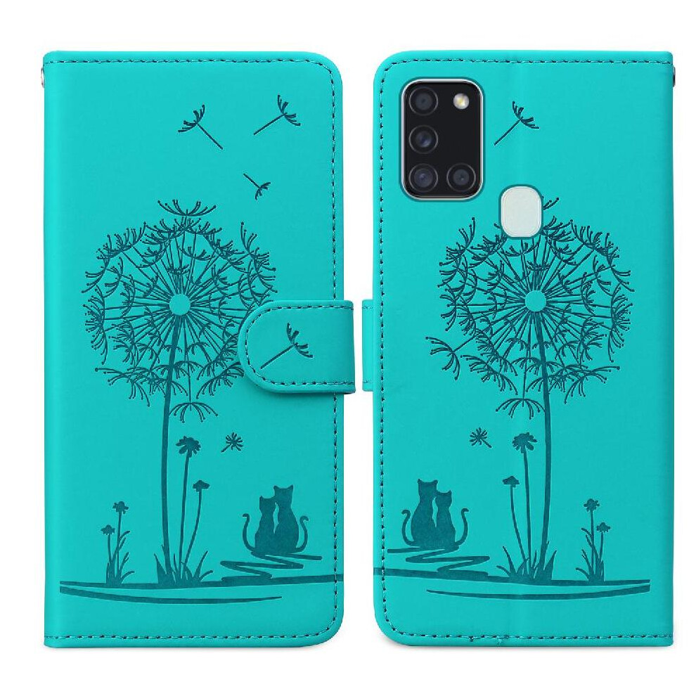 (Green) Flip Case For Samsung Galaxy A21s Three Card Slots Premium Leather Kickstand Stand Green 764563679676