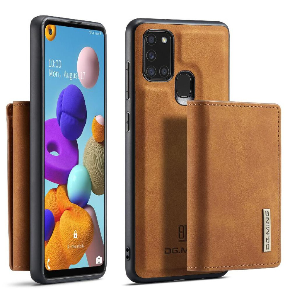 (Brown) Wallet Case For Samsung Galaxy A21s Protective Pu Leather Magnetic Flip Kickstand Card Slots Brown 764563679751