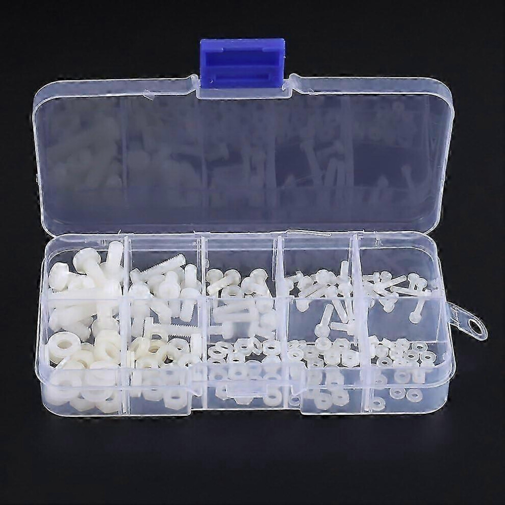 (As Show, One Size) 150Pcs White Nylon Screws Assortment - M2 M2.5 M3 M4 M5 4632480816350