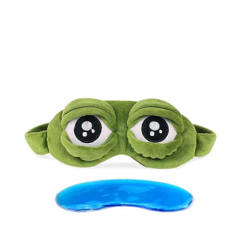 (As Show, One Size) 3D Eye Mask Sleeping, Fluff Face Sleeping Funny Novelty Cartoon Frog Eye Cover Eyeshade Night Mask Sleep Travel Mask (Green) Green