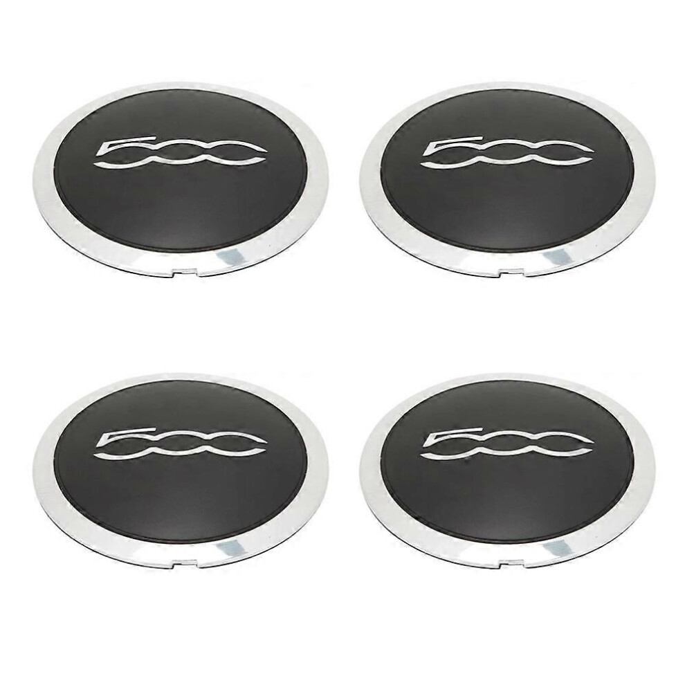 (As show, One size) 4pcs 133 mm hub caps for Fiat 500 wheels Center covers set 68078419AC 68078421AC Dust cover Sliver 51884863