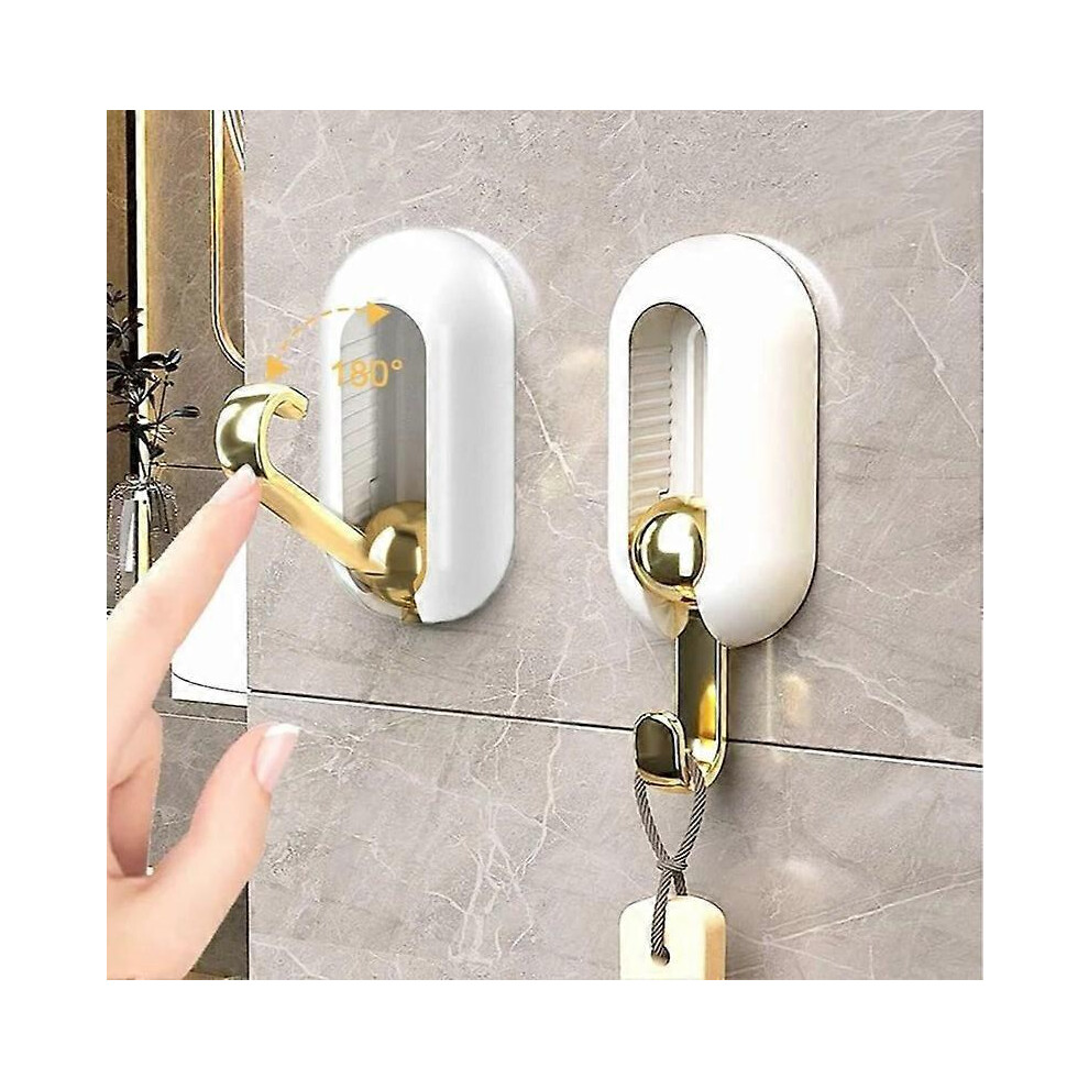 (As show, One size) 2PCS 360 Rotatable Adhesive Hooks Hooks, Ceiling Hook Without Drilling, Adhesive Wall Folding Hook, Adhesive Ceiling Hook, Wall Ad