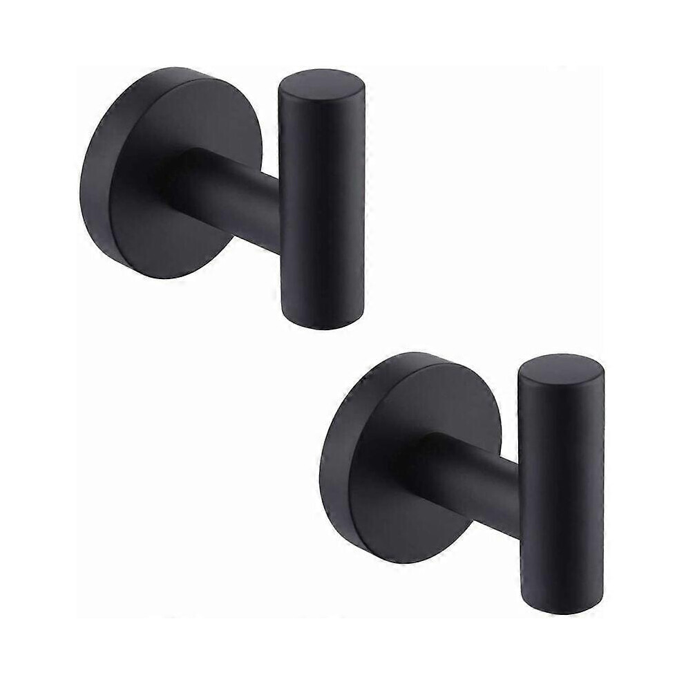 (As Show, One Size) 2Pcs Wall Hooks Bathroom Towel Rack Hook Coat Rack Matte Stainless Steel Sus304 Coat Rack Rack Towel Rack Storage Black