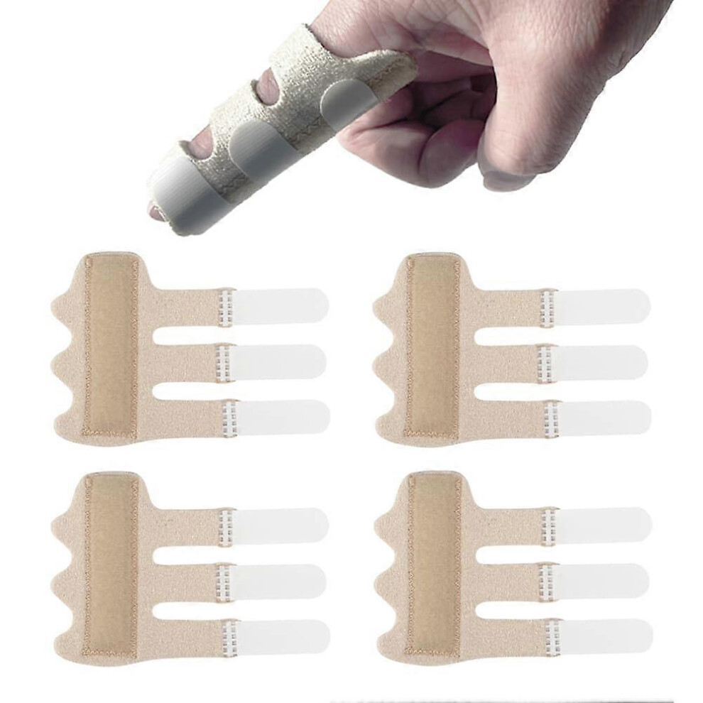 Red (As Show, One Size) (Red)Upgraded Finger Splints (4Pcs), Trigger Finger Splint Finger Brace With 3 Fixing Strap For Mallet Finger, Broken Finger Prote