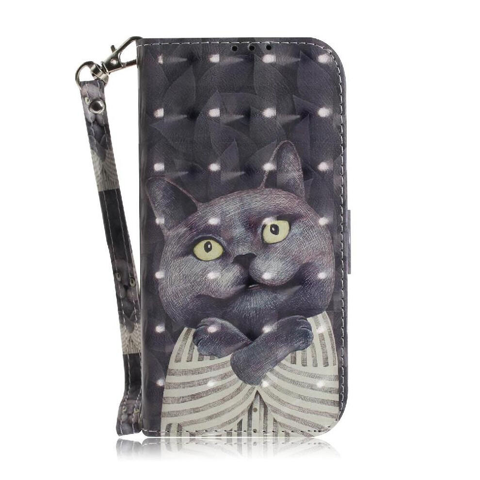 (C2) 3D Painted Protective Case For Motorola Moto G04 Magnetic Closure Lanyard Wallet Card Slots Pu Leather 764563680863