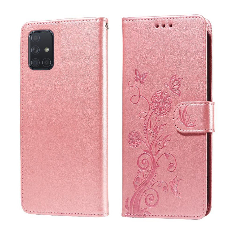 (Rose ) Flip Case For Samsung Galaxy A71 4G Flip Flower Cardslots Leather Gold 764563681013