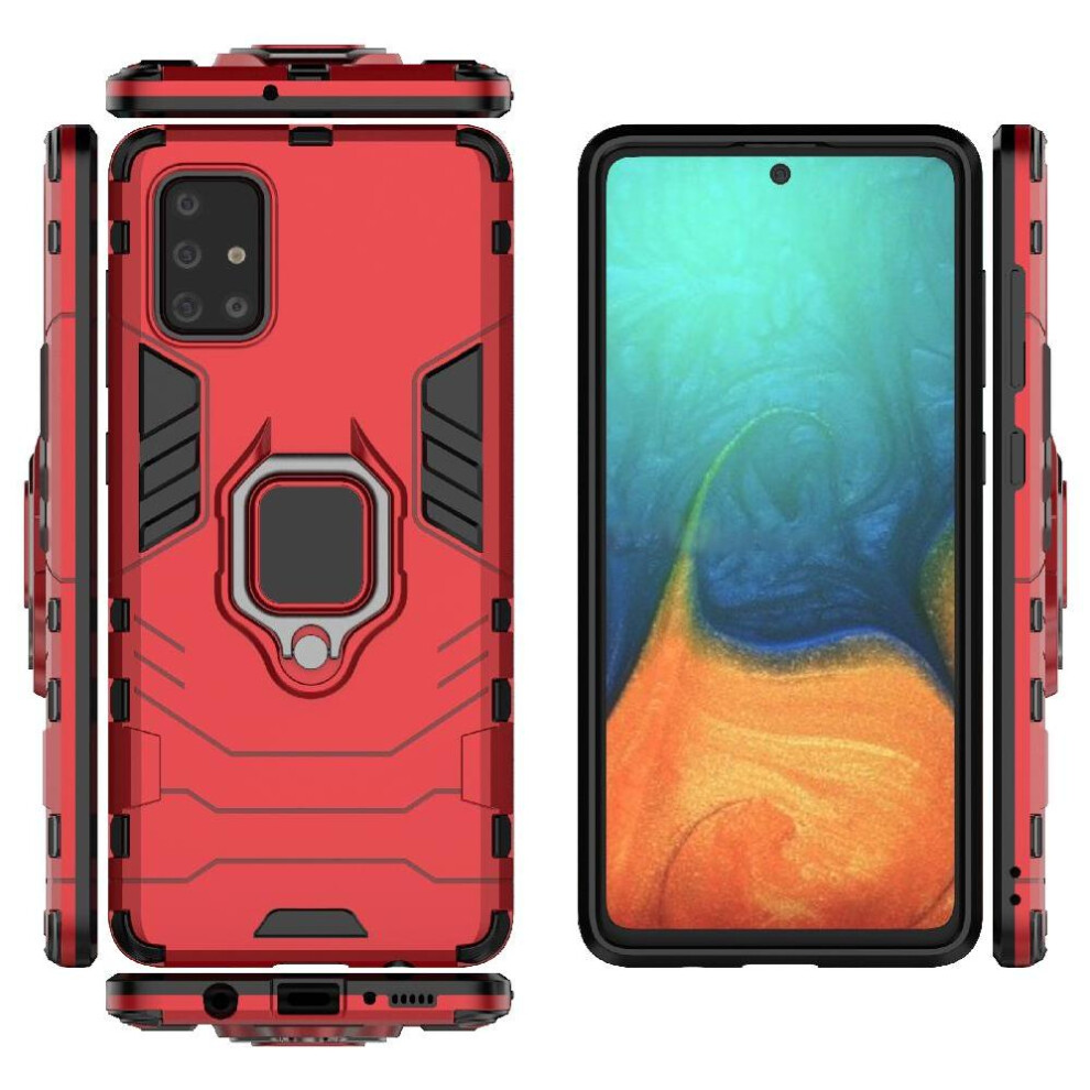 (Red) Ring Car Mount Kickstand Case For Samsung Galaxy A71 4G Kickstand Metal Ring Holder Military Grade Protection Shockproof Red 764563681549