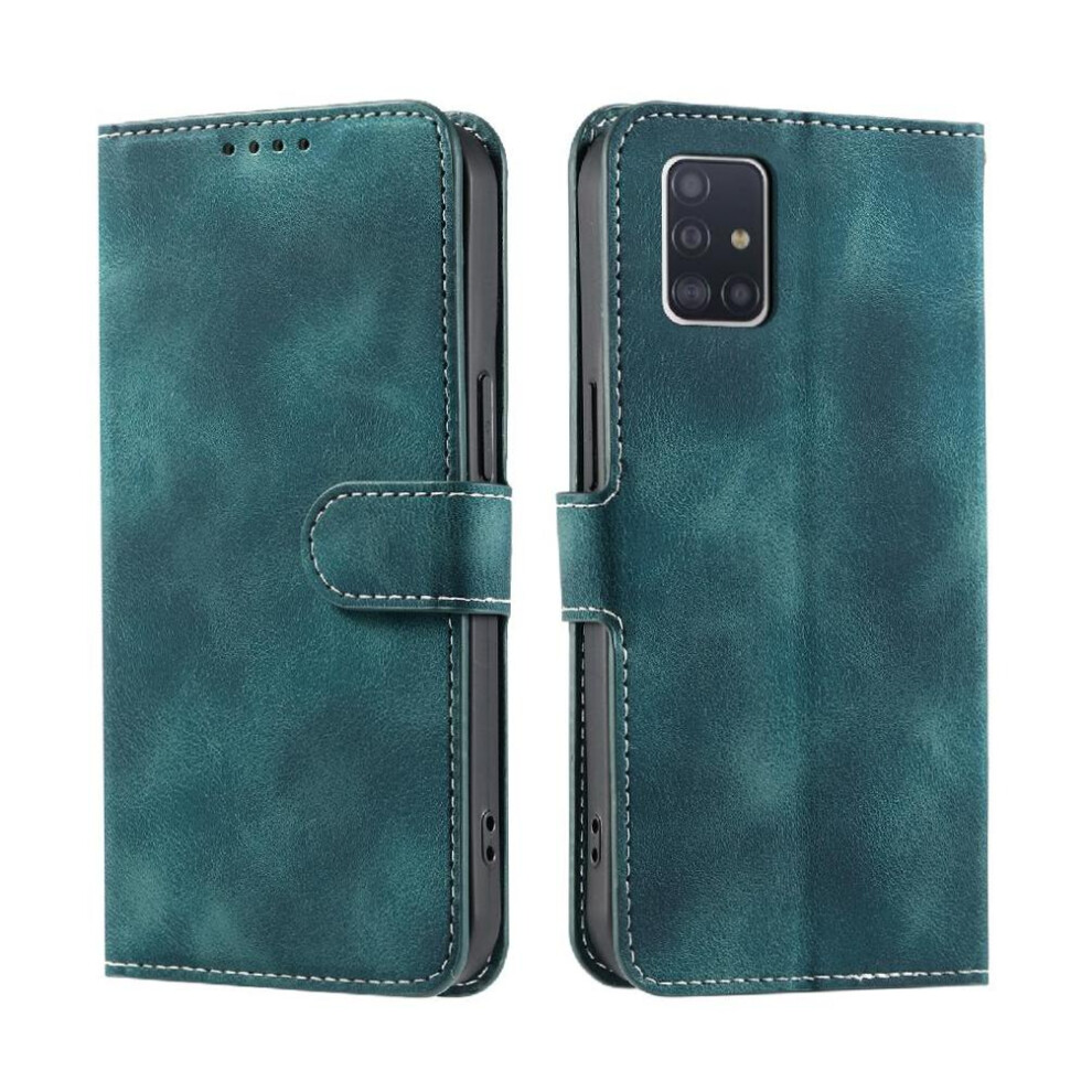 (Green) Flip Case For Samsung Galaxy A71 4G Wrist Strap Magnetic Pu Leather Wallet Card Slots Kickstand Green 764563681785