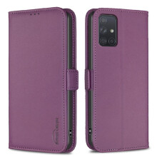 (Dark violet) Flip Case for Samsung Galaxy A71 4g Magnetic Kickstand Pu Leather Wallet Shockproof Tpu Inner Shell Card Slots Holder