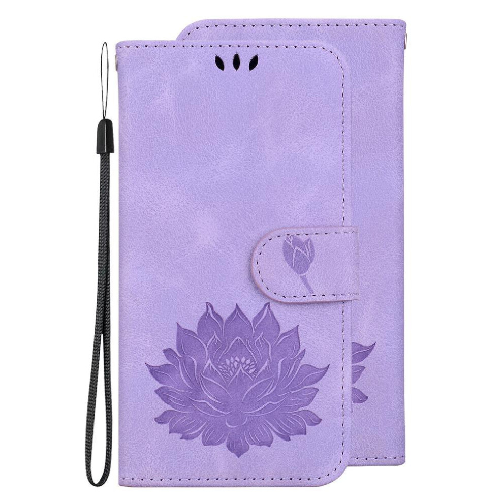 (Purple) Flip Case For Samsung Galaxy A71 4G Kickstand Magnetic Wallet Relief Lotus Flower Kickstand Purple 764563682126