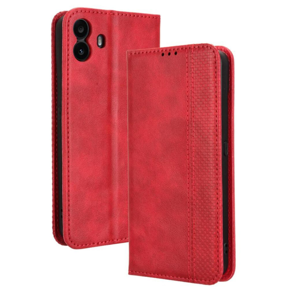 Photos - Case   for Nothing Cmf Phone 1 Pu Leather Magnetic Closure Wallet(Red)