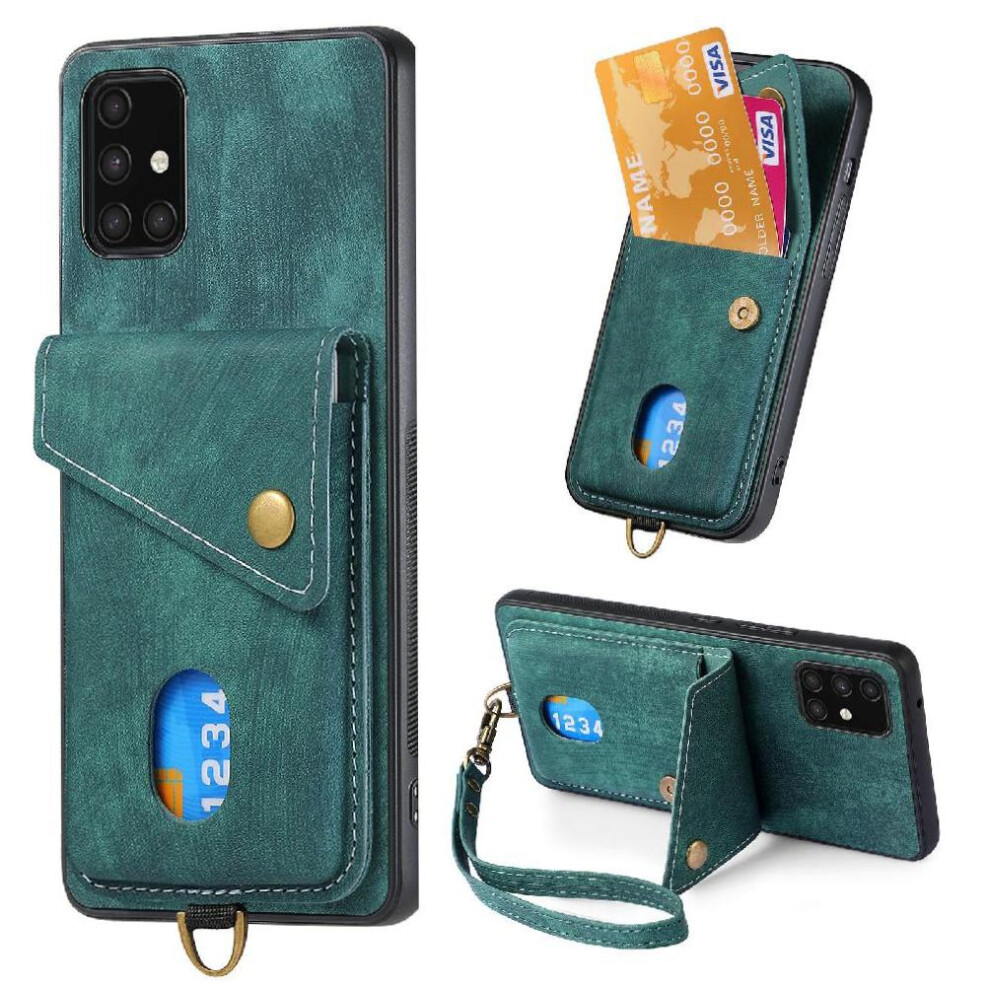 (Green) Case For Samsung Galaxy A71 4G Multifunctional Detachable Lanyard Card Slot Premium Leather Magnetic Closure Green 764563682737