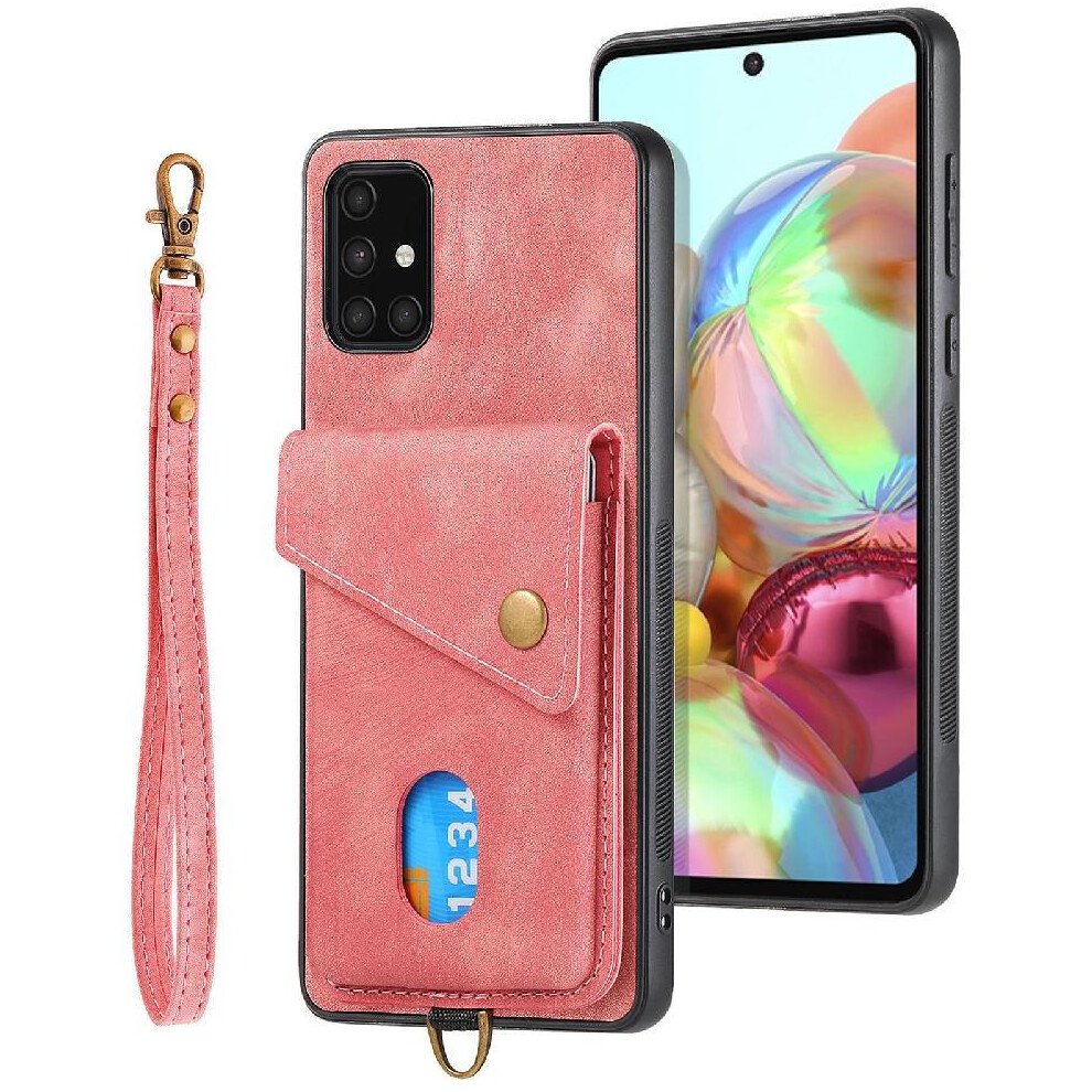 (Pink) Case For Samsung Galaxy A71 4G Multifunctional Detachable Lanyard Card Slot Premium Leather Magnetic Closure Pink 764563682751