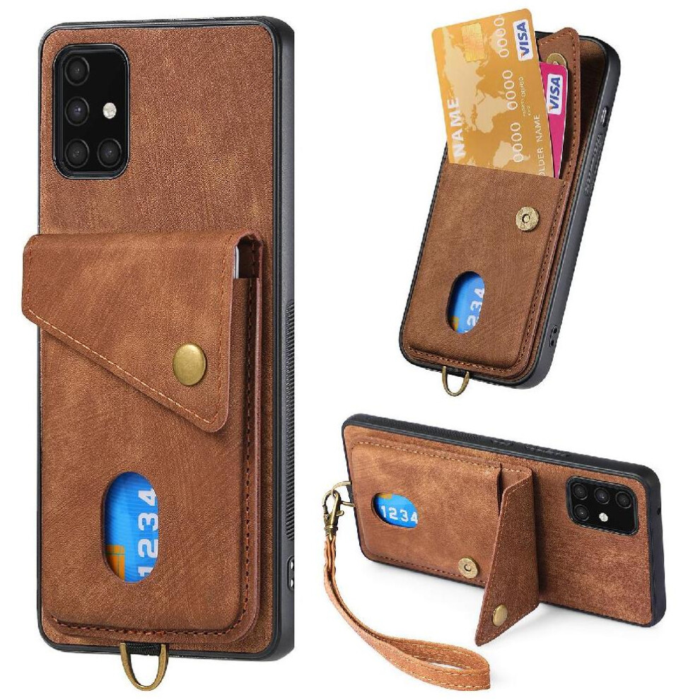 (Brown) Case For Samsung Galaxy A71 4G Multifunctional Detachable Lanyard Card Slot Premium Leather Magnetic Closure Brown 764563682744