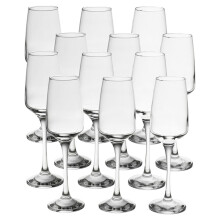 (12) Champagne Glasses Flutes 230ml Tall Stemmed Prosecco Cava Glass Set