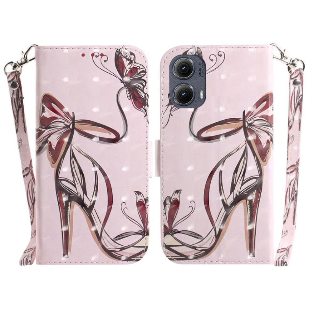 (C6) 3D Painted Protective Case For Motorola Moto G04s Pu Leather Lanyard Wallet Card Slots Magnetic Closure 764563684335