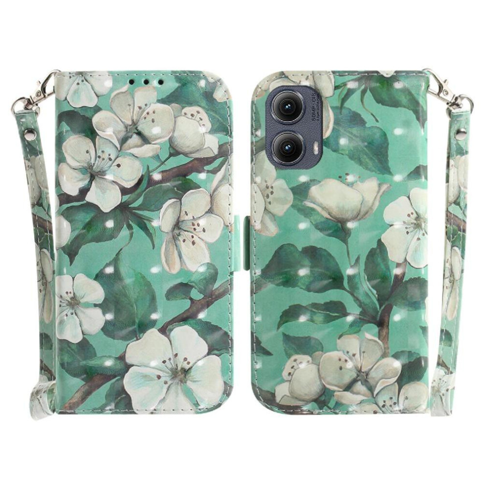 (C11 ) 3D Painted Protective Case For Motorola Moto G04s Pu Leather Lanyard Wallet Card Slots Magnetic Closure 764563684380
