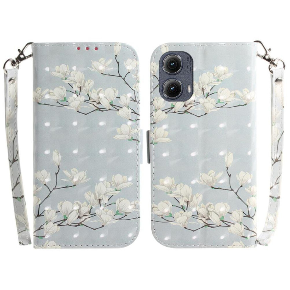 (C8 ) 3D Painted Protective Case For Motorola Moto G04s Pu Leather Lanyard Wallet Card Slots Magnetic Closure 764563684359